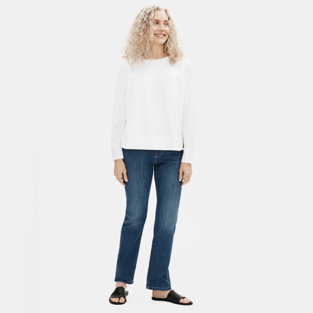 Like New Eileen Fisher Organic Cotton Stretch Straight Jeans High Waist Size: 12 - Picture 2 of 12